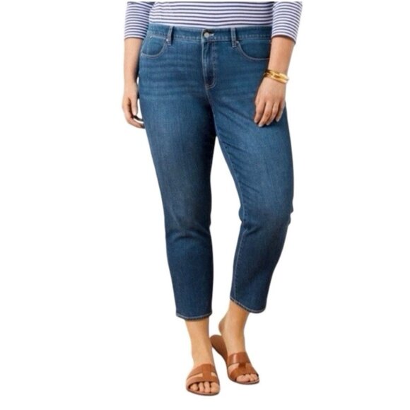 Talbots Flawless Five-Pocket Crop Jeans Women's 16 Medium Wash Stretch Comfort - Picture 1 of 10